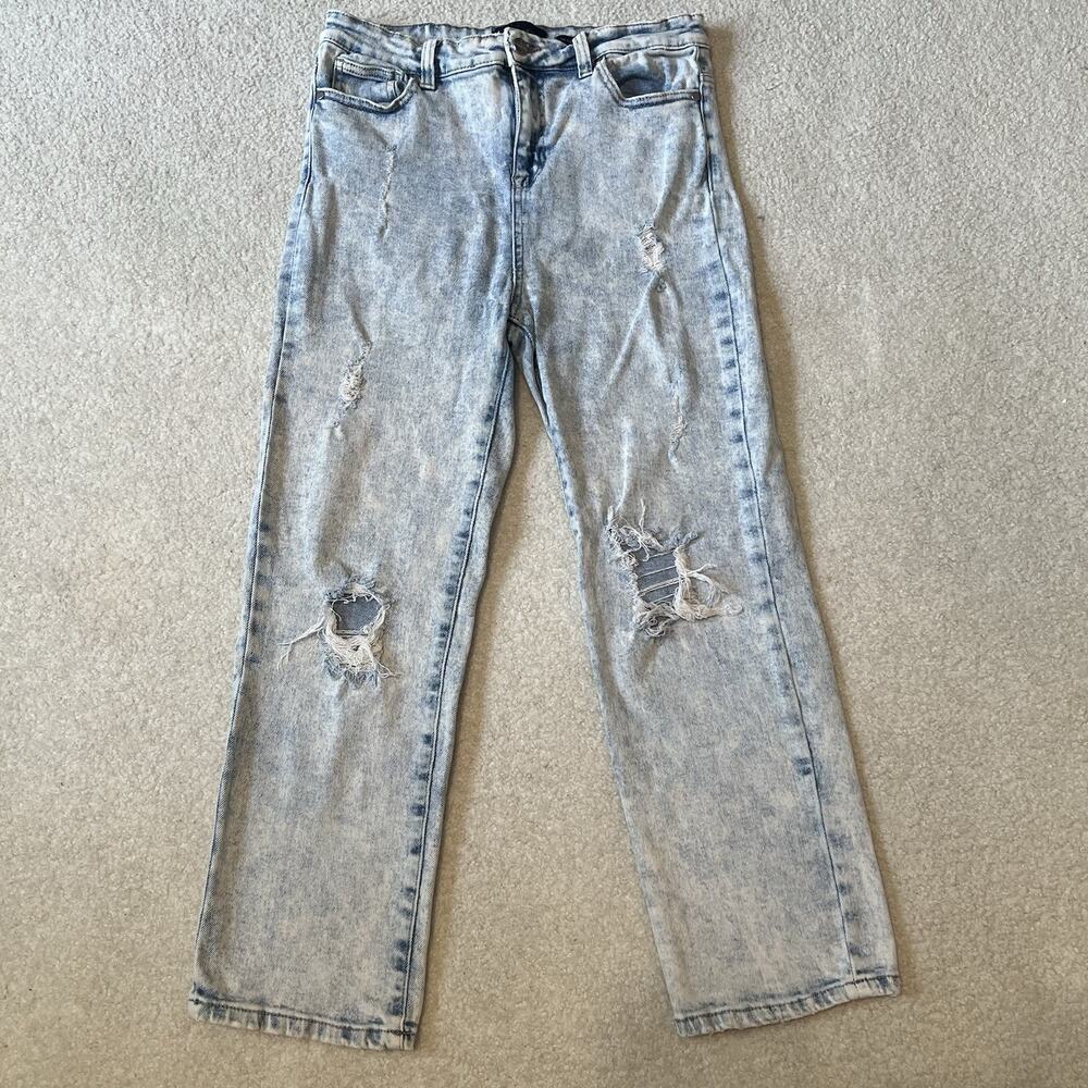 Kendall Kylie The Icon High Rise Straight Distressed Acid Wash Jeans 9/29 29x25